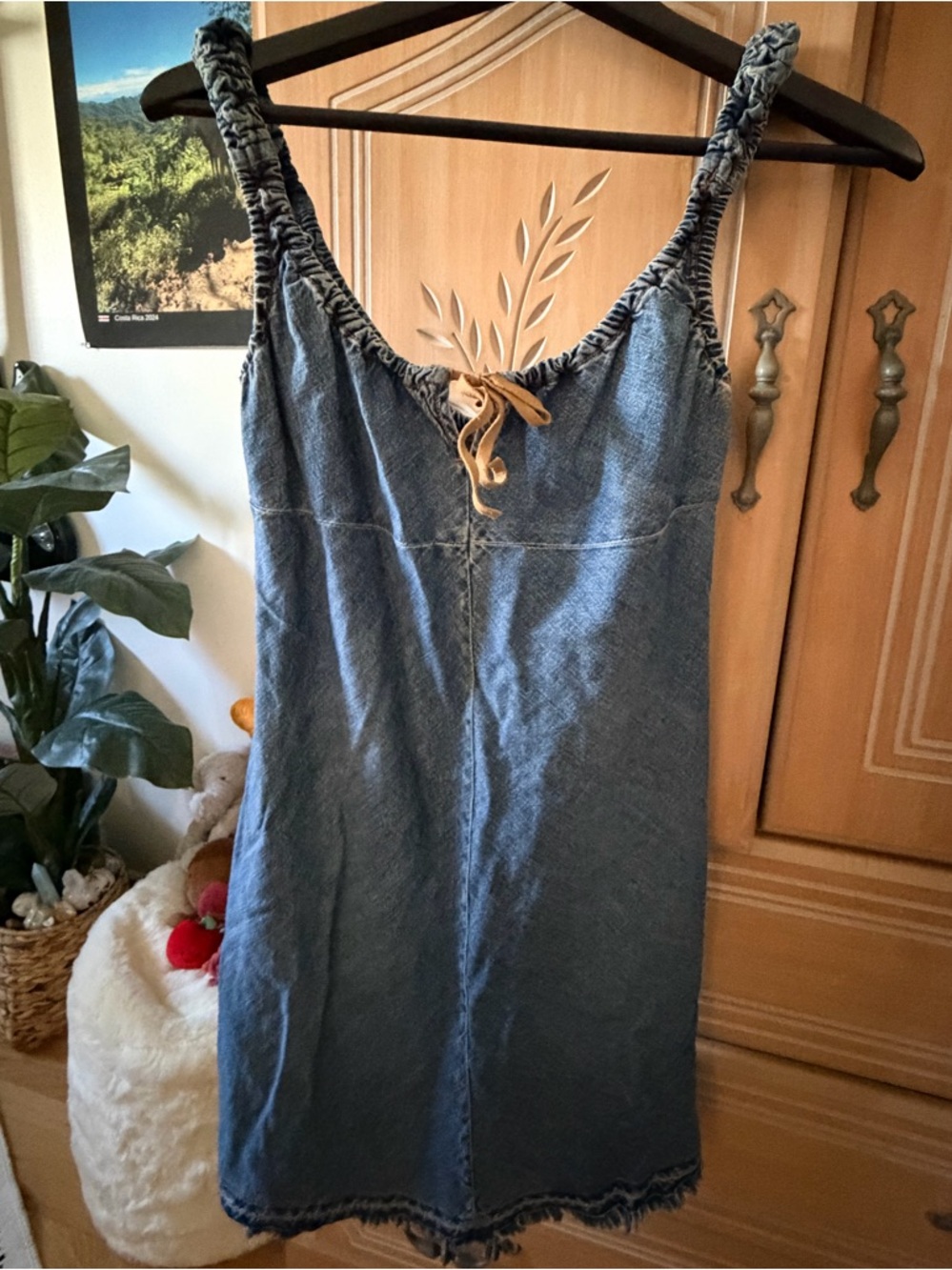 Guess Blue Denim Dress with Tie Detail